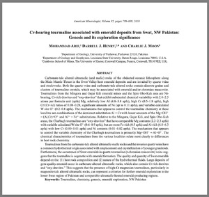Cr-bearing tourmaline associated with emerald deposits from Swat, NW Pakistan: Genesis and it exploration significance